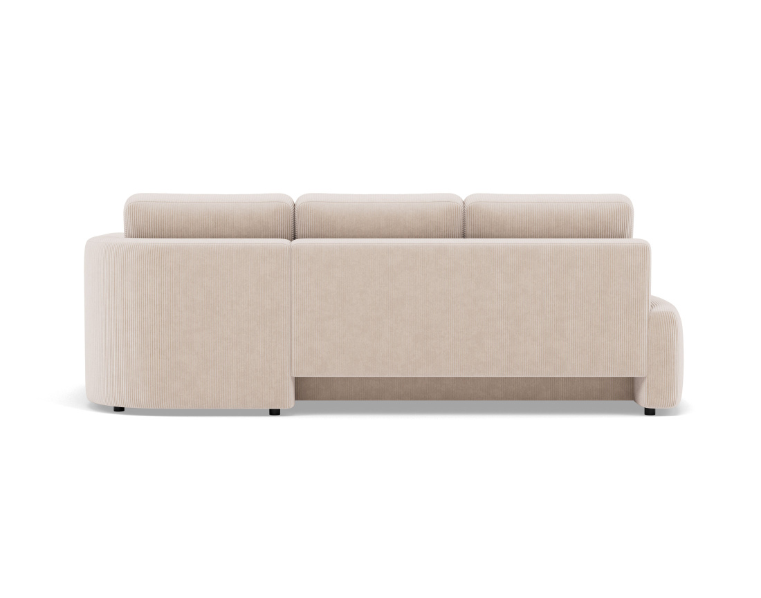 Canapé d'angle droit 4 places convertible avec coffre en velours côtelé Mahina