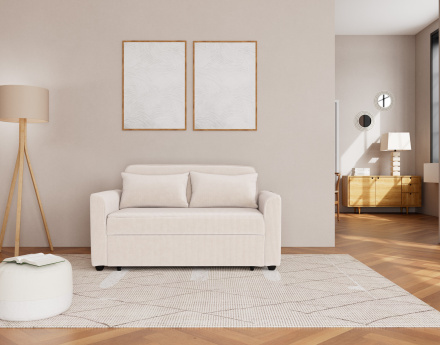 Canapé droit 2 places convertible en velours côtelé Ernest