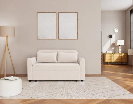 Canapé droit 2 places convertible en velours côtelé Ernest