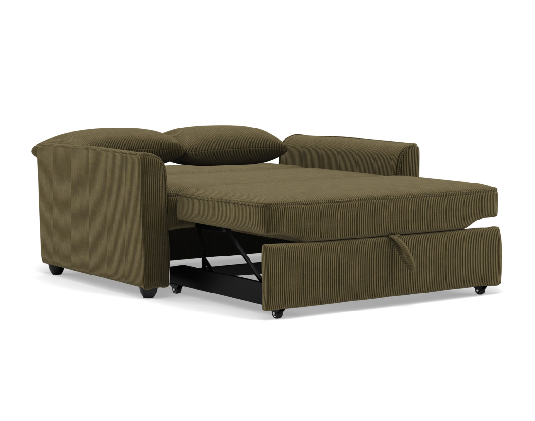 Canapé droit 2 places convertible en velours côtelé Ernest