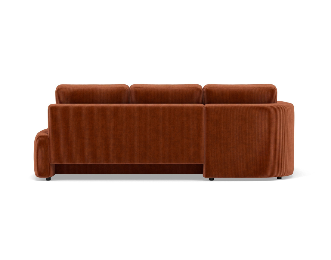 Canapé d'angle gauche 4 places convertible avec coffre en velours côtelé Mahina