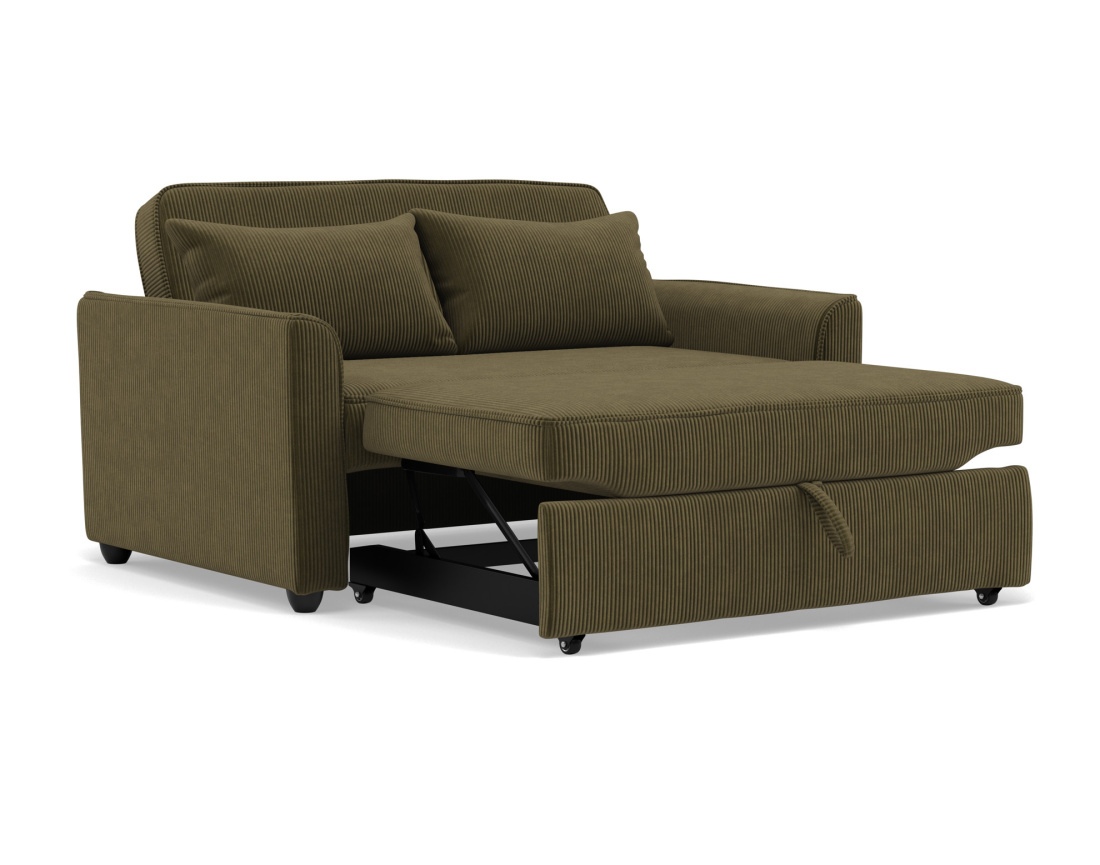 Canapé droit 2 places convertible en velours côtelé Ernest