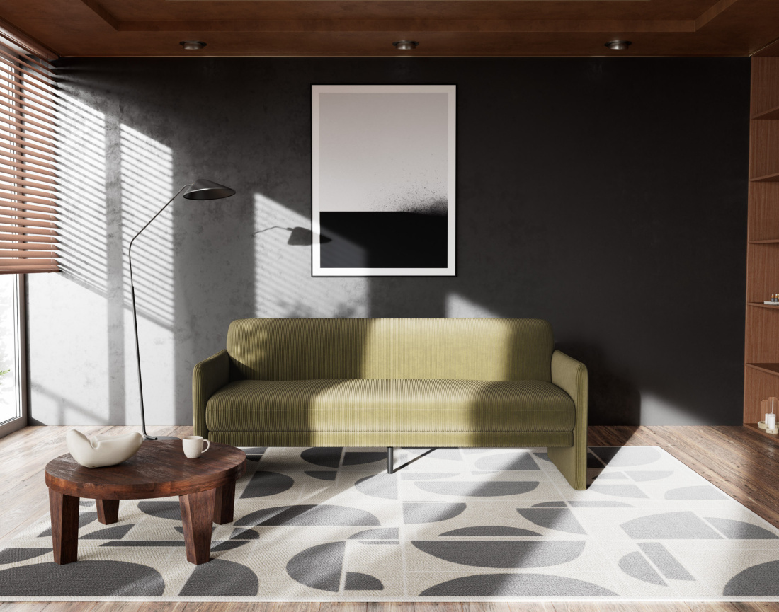 Canapé convertible clic-clac 3 places en velours côtelé Mathis