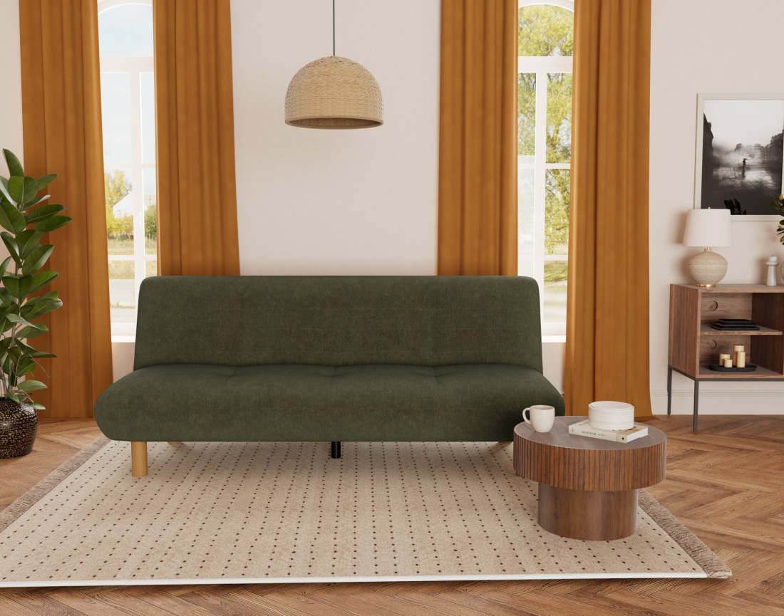 Banquette 2 places convertible clic-clac en velours texturé Soan