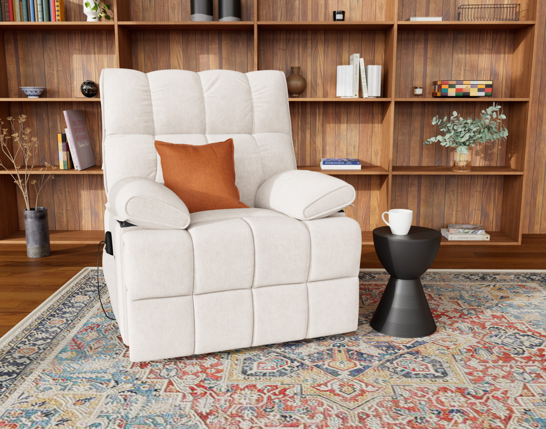 Fauteuil relax électrique en velours texturé Chandler