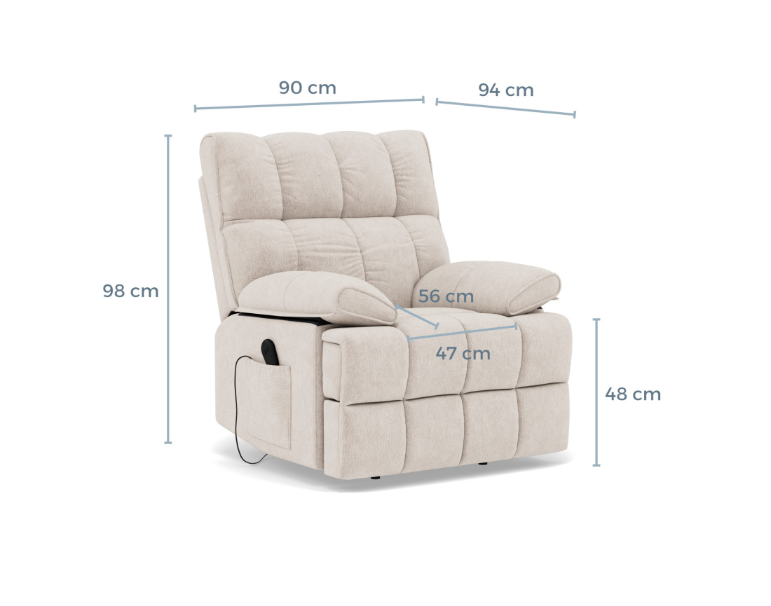 Fauteuil relax électrique en velours texturé Chandler