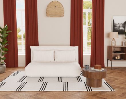 Banquette 2 places convertible clic-clac en velours côtelé Candice