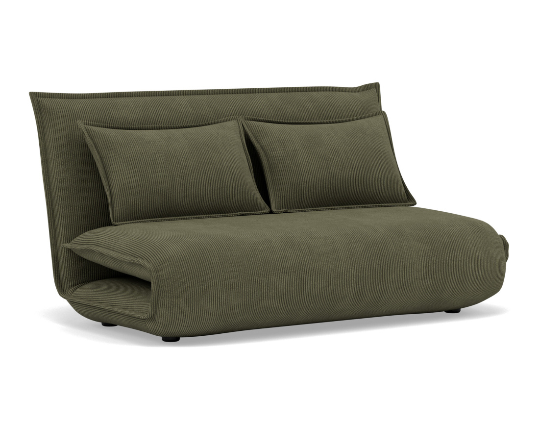 Banquette 2 places convertible clic-clac en velours côtelé Candice