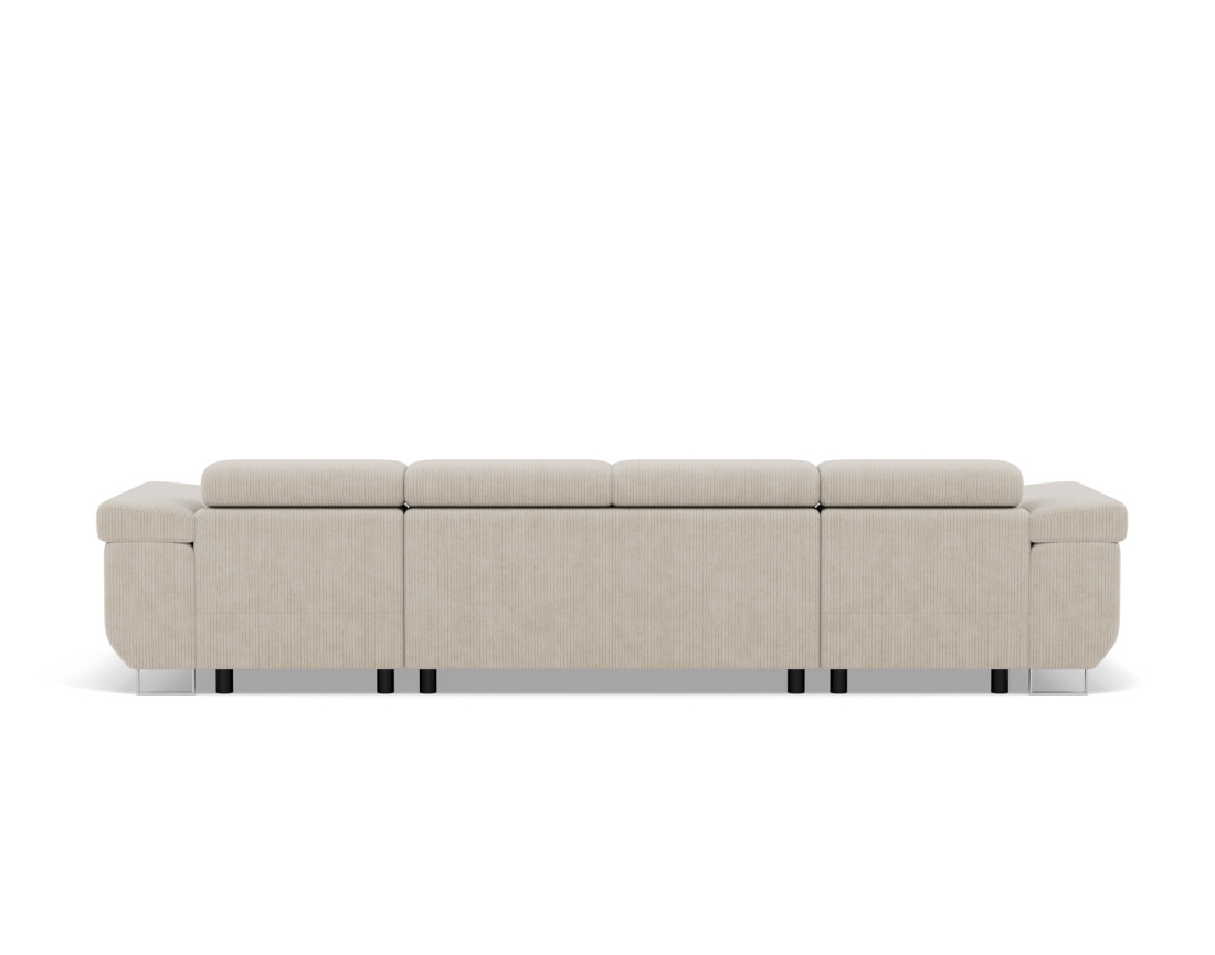 Canapé panoramique en U 7 places convertible avec coffres et têtières réglables en velours côtelé Pablo Canapé panoramique en U 7 places convertible avec coffres et têtières réglables en velours côtelé Pablo