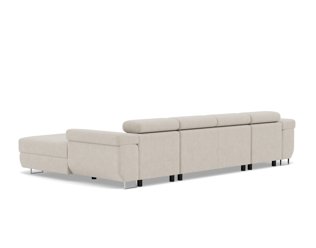 Canapé panoramique en U 7 places convertible avec coffres et têtières réglables en velours côtelé Pablo Canapé panoramique en U 7 places convertible avec coffres et têtières réglables en velours côtelé Pablo