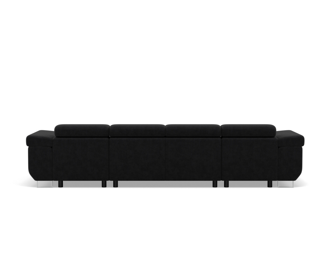 Canapé panoramique en U 7 places convertible avec coffres et têtières réglables en velours côtelé Pablo