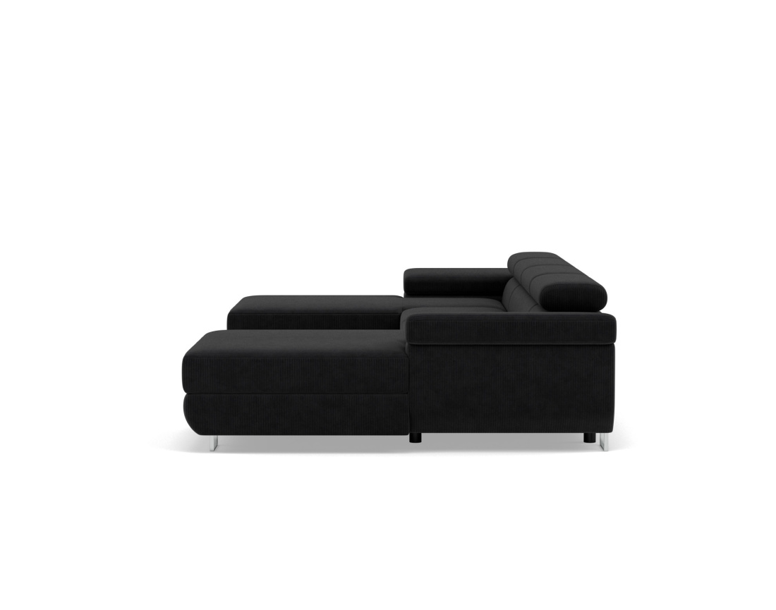 Canapé panoramique en U 7 places convertible avec coffres et têtières réglables en velours côtelé Pablo