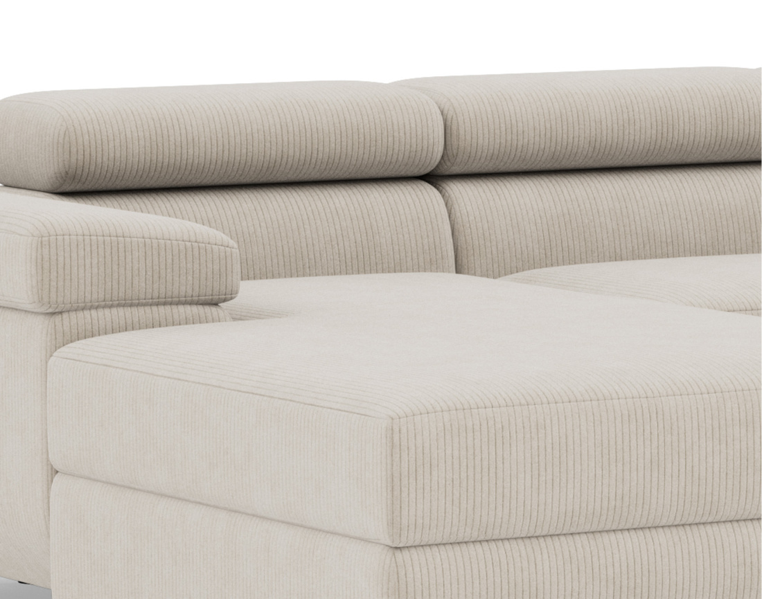 Canapé panoramique en U 7 places convertible avec coffres et têtières réglables en velours côtelé Pablo Canapé panoramique en U 7 places convertible avec coffres et têtières réglables en velours côtelé Pablo