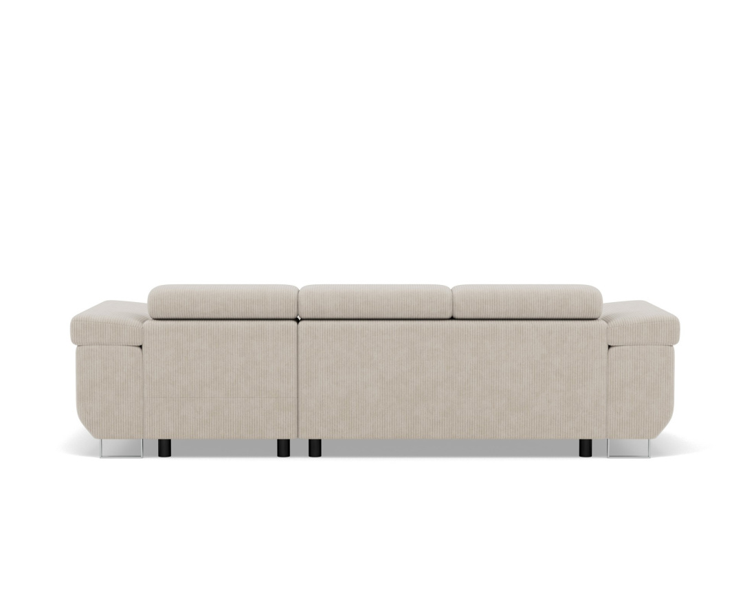 Canapé d'angle droit 6 places convertible avec coffre et têtières réglables en velours côtelé Pablo Canapé d'angle droit 6 places convertible avec coffre et têtières réglables en velours côtelé Pablo