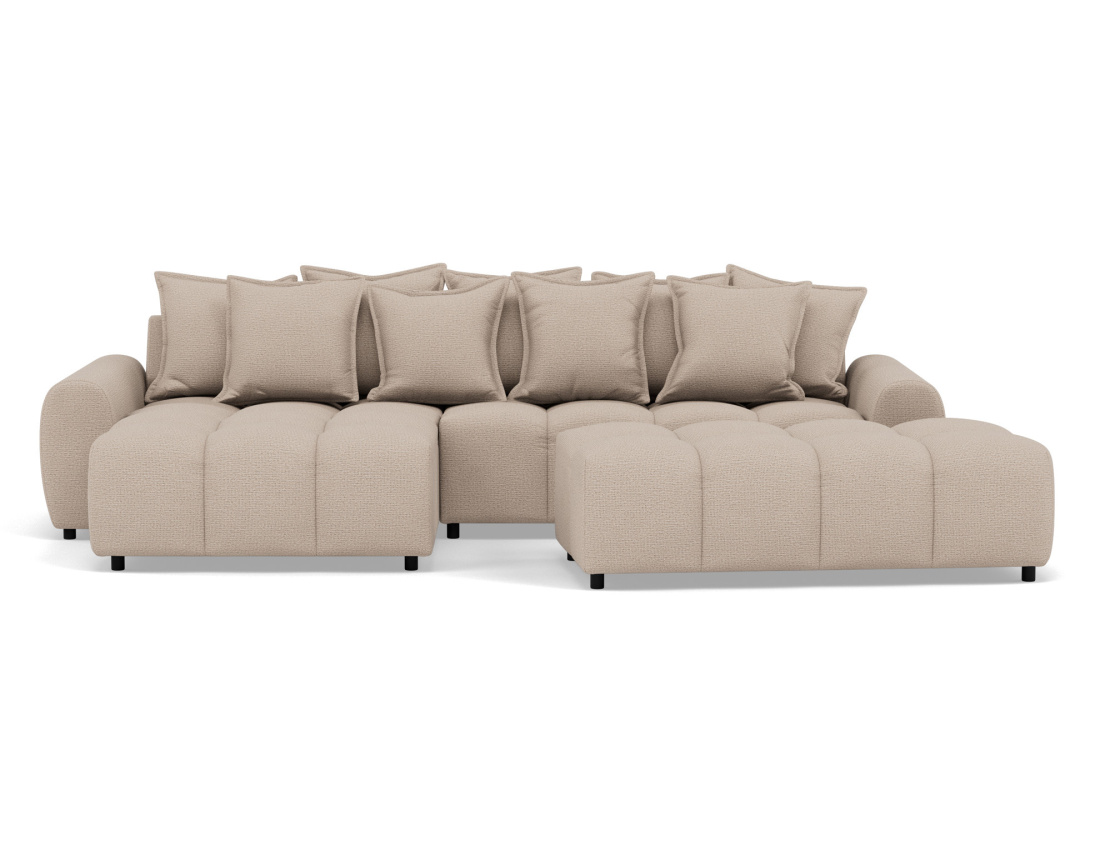 Canapé d'angle réversible 4 places avec pouf d'appoint en tissu texturé Adelaide Canapé d'angle réversible 4 places avec pouf d'appoint en tissu texturé Adelaide