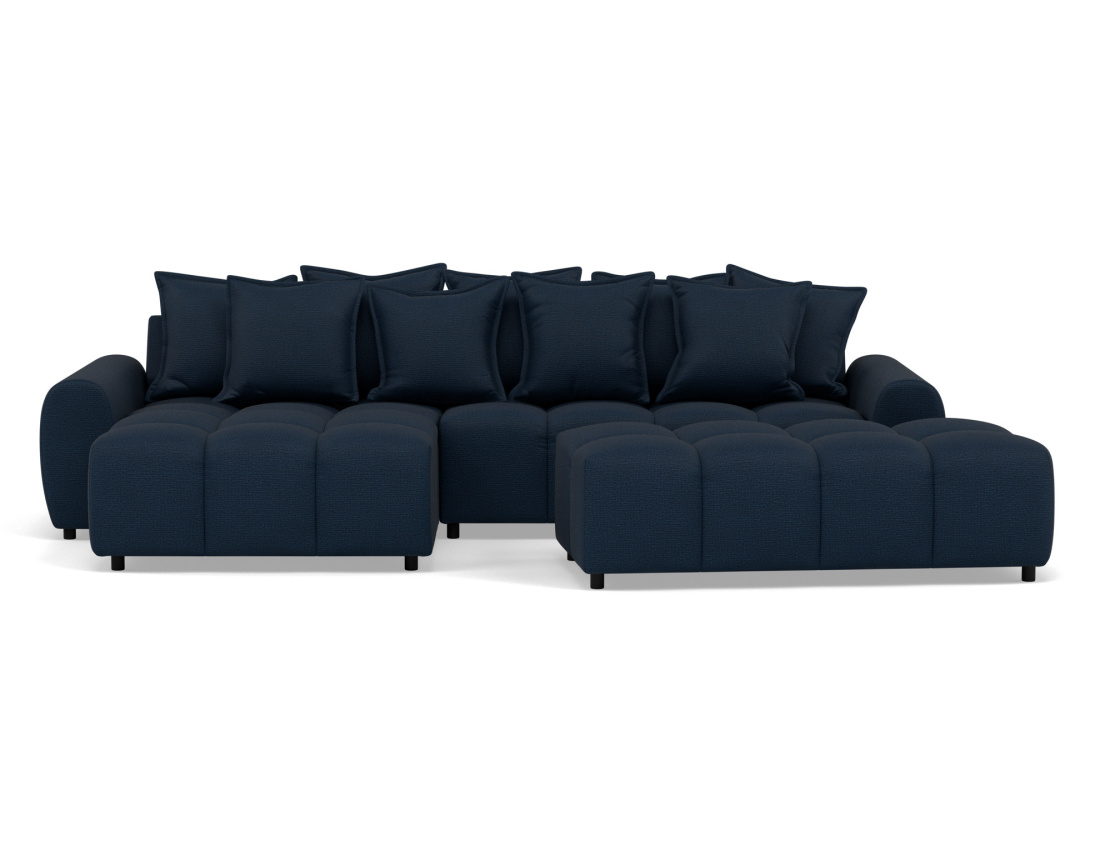 Canapé d'angle réversible 4 places avec pouf d'appoint en tissu texturé Adelaide