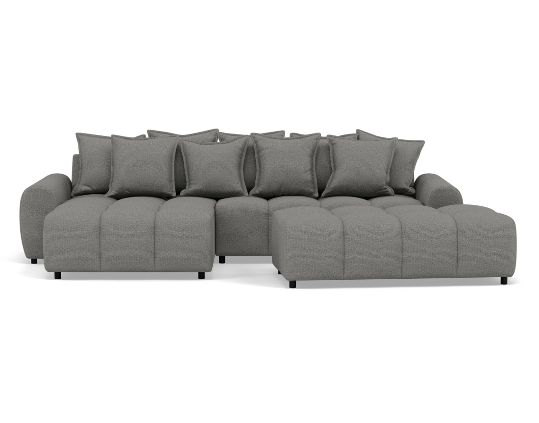Canapé d'angle réversible 4 places avec pouf d'appoint en tissu texturé Adelaide Canapé d'angle réversible 4 places avec pouf d'appoint en tissu texturé Adelaide