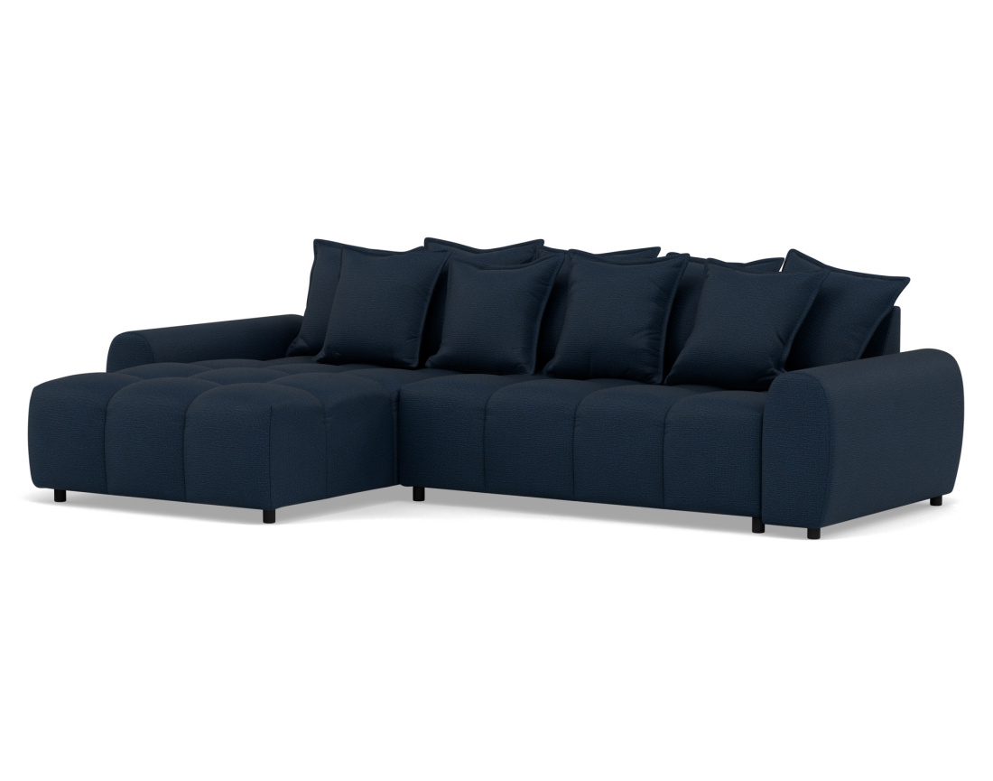 Canapé d'angle réversible 4 places avec pouf d'appoint en tissu texturé Adelaide