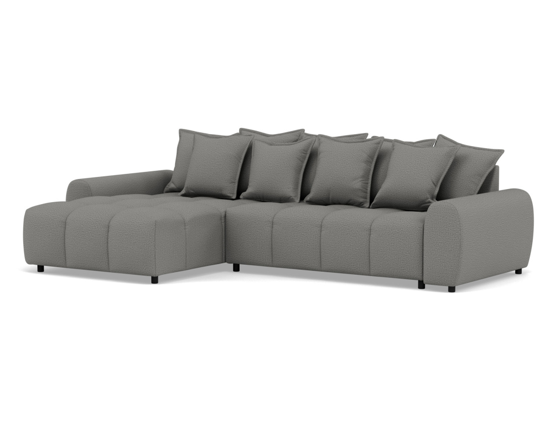 Canapé d'angle réversible 4 places avec pouf d'appoint en tissu texturé Adelaide Canapé d'angle réversible 4 places avec pouf d'appoint en tissu texturé Adelaide