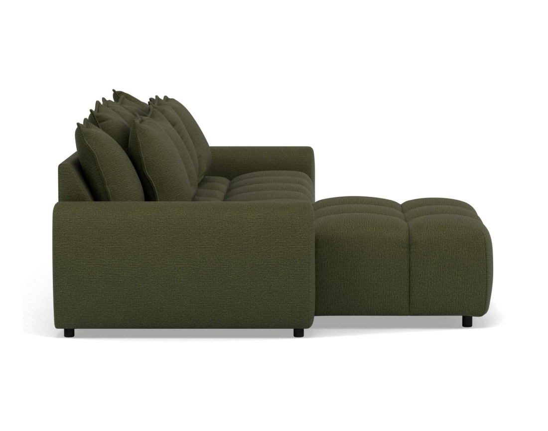 Canapé d'angle réversible 4 places avec pouf d'appoint en tissu texturé Adelaide