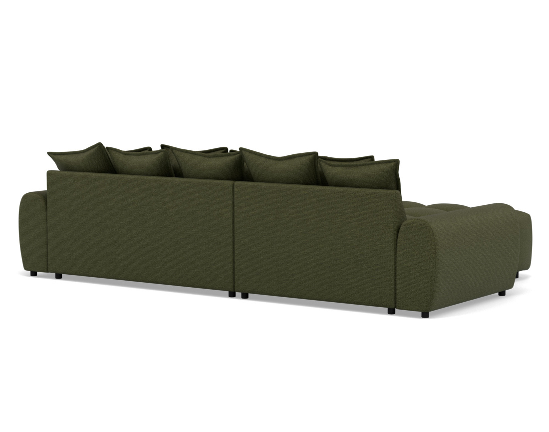 Canapé d'angle réversible 4 places avec pouf d'appoint en tissu texturé Adelaide