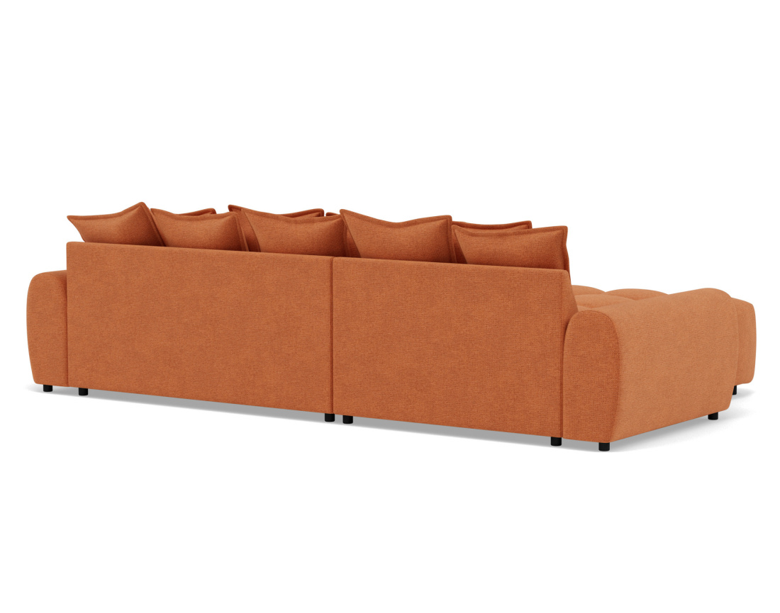Canapé d'angle réversible 4 places avec pouf d'appoint en tissu texturé Adelaide