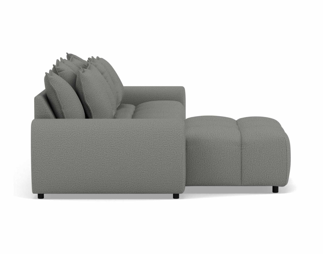 Canapé d'angle réversible 4 places avec pouf d'appoint en tissu texturé Adelaide Canapé d'angle réversible 4 places avec pouf d'appoint en tissu texturé Adelaide