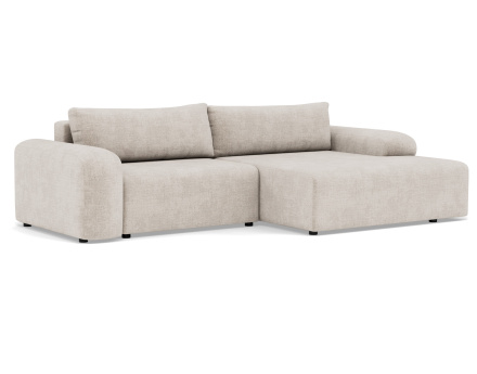 Canapé d'angle droit 4 places convertible avec coffre en velours texturé Rebecca