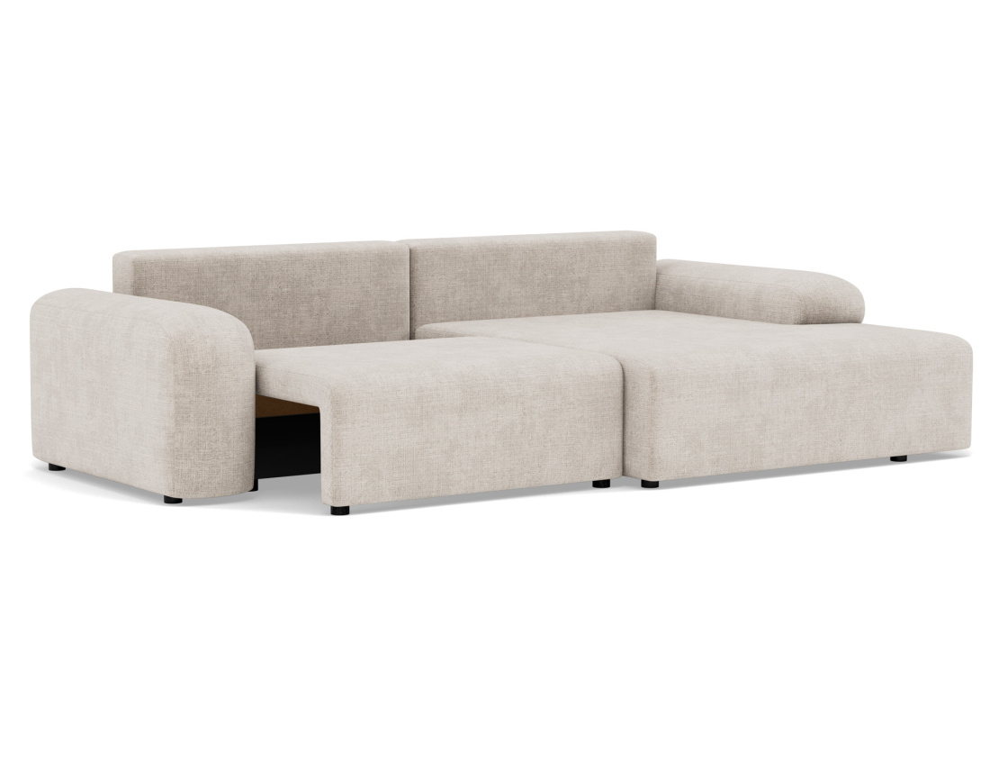 Canapé d'angle droit 4 places convertible avec coffre en velours texturé Rebecca
