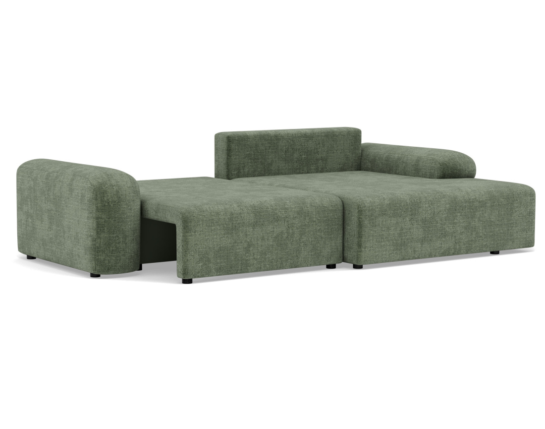 Canapé d'angle droit 4 places convertible avec coffre en velours texturé Rebecca