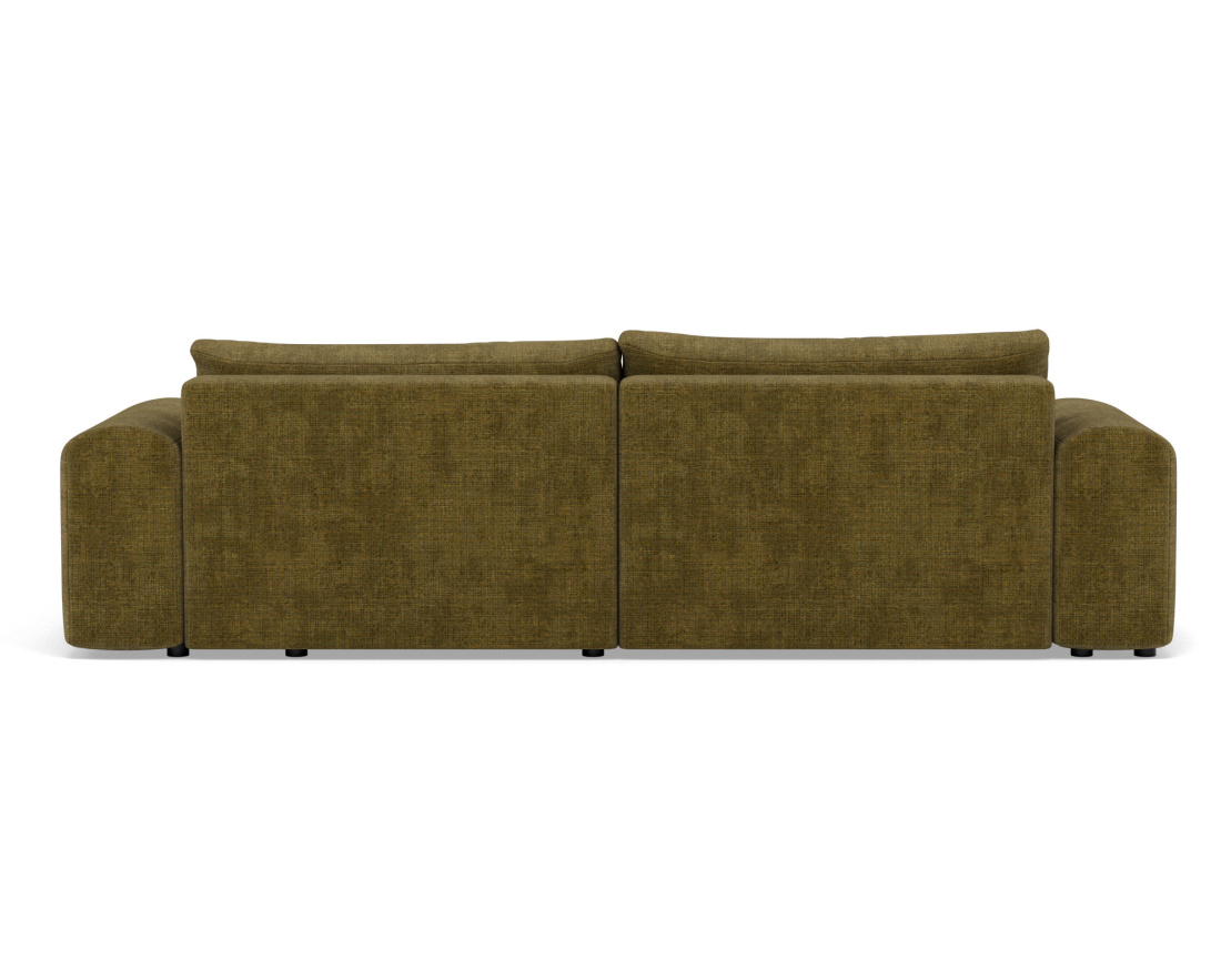 Canapé d'angle droit 4 places convertible avec coffre en velours texturé Rebecca