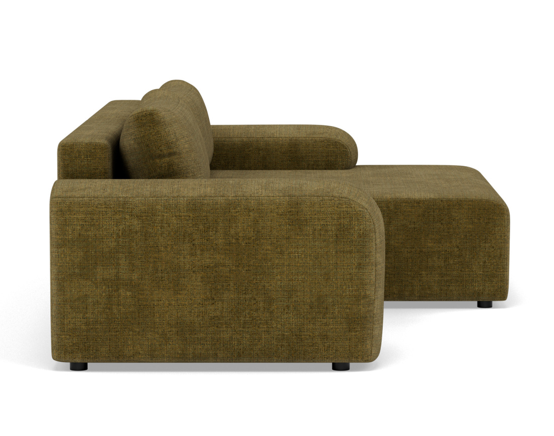 Canapé d'angle droit 4 places convertible avec coffre en velours texturé Rebecca