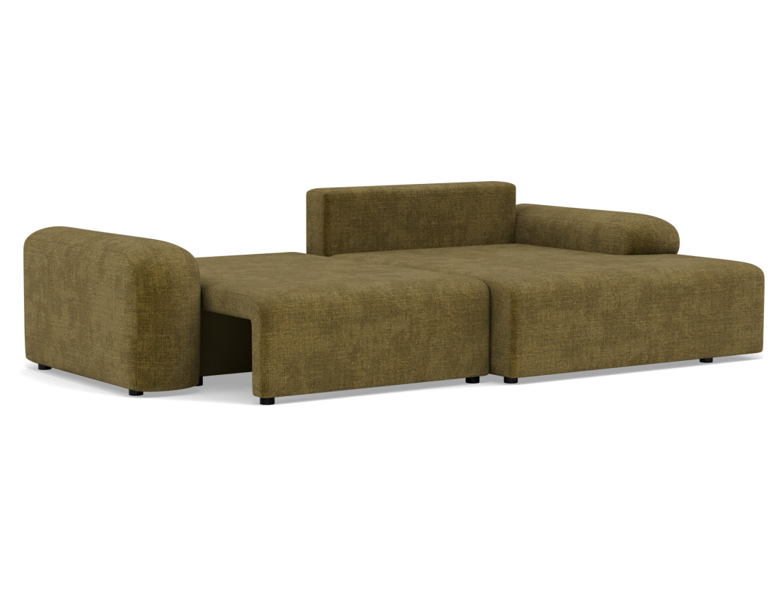 Canapé d'angle droit 4 places convertible avec coffre en velours texturé Rebecca