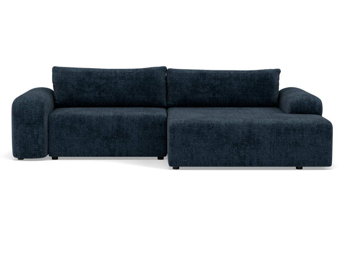 Canapé d'angle droit 4 places convertible avec coffre en velours texturé Rebecca