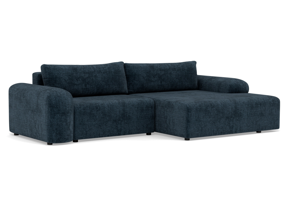 Canapé d'angle droit 4 places convertible avec coffre en velours texturé Rebecca