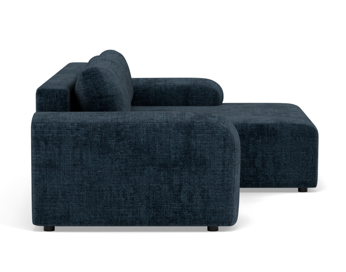 Canapé d'angle droit 4 places convertible avec coffre en velours texturé Rebecca