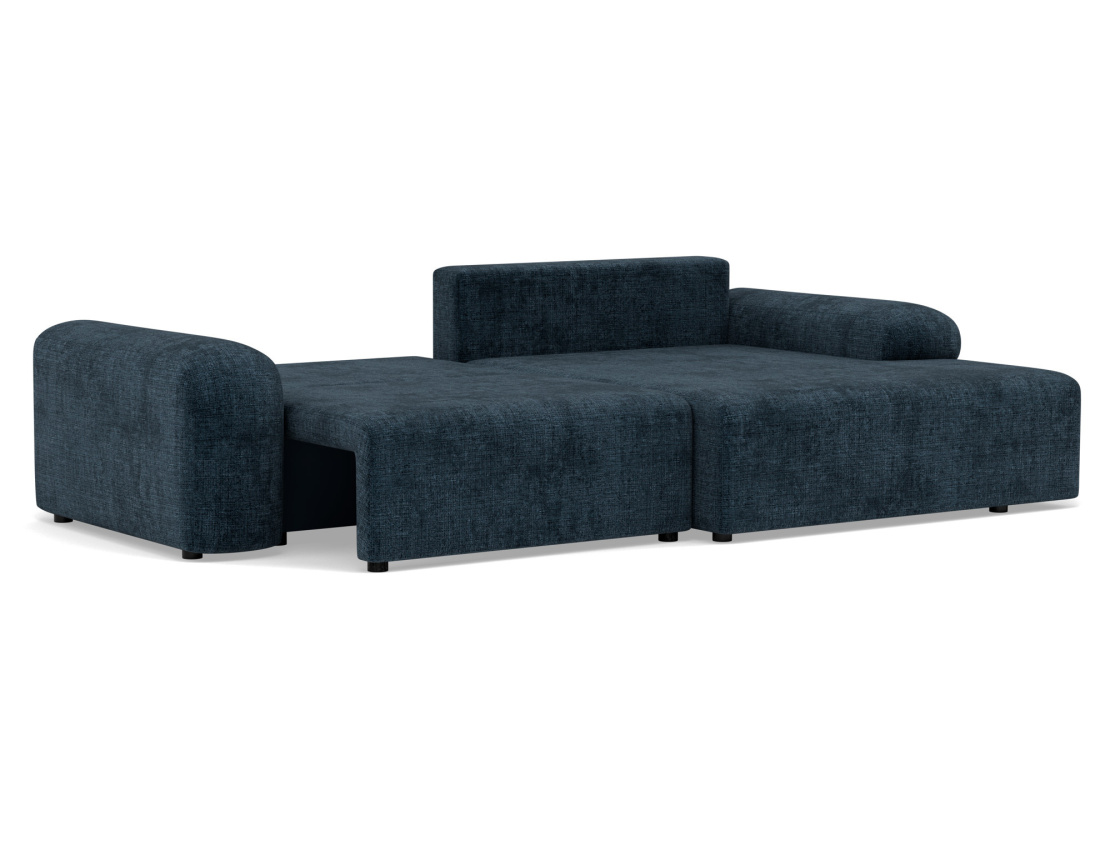 Canapé d'angle droit 4 places convertible avec coffre en velours texturé Rebecca