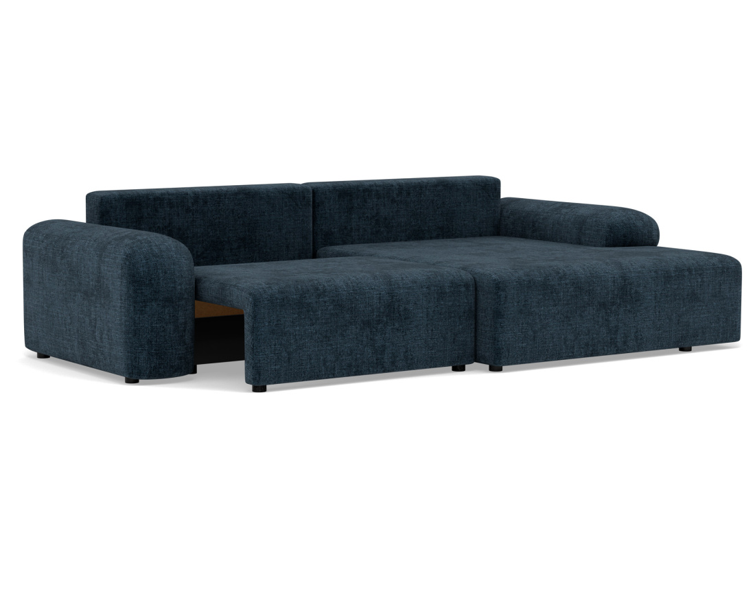 Canapé d'angle droit 4 places convertible avec coffre en velours texturé Rebecca