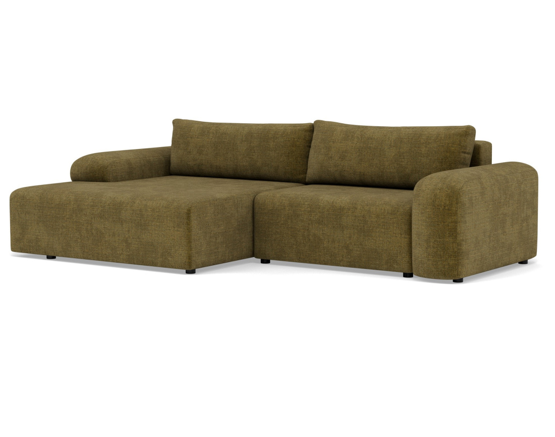 Canapé d'angle gauche 4 places convertible avec coffre en velours texturé Rebecca