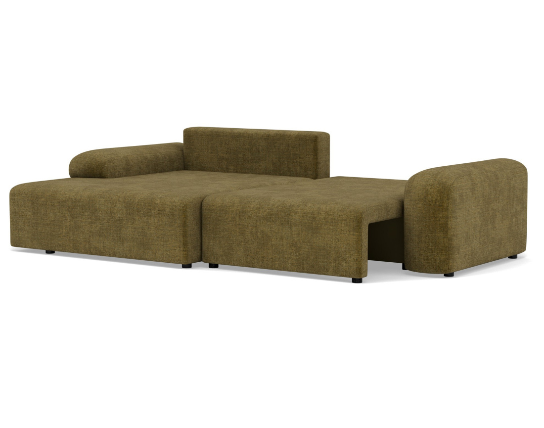 Canapé d'angle gauche 4 places convertible avec coffre en velours texturé Rebecca