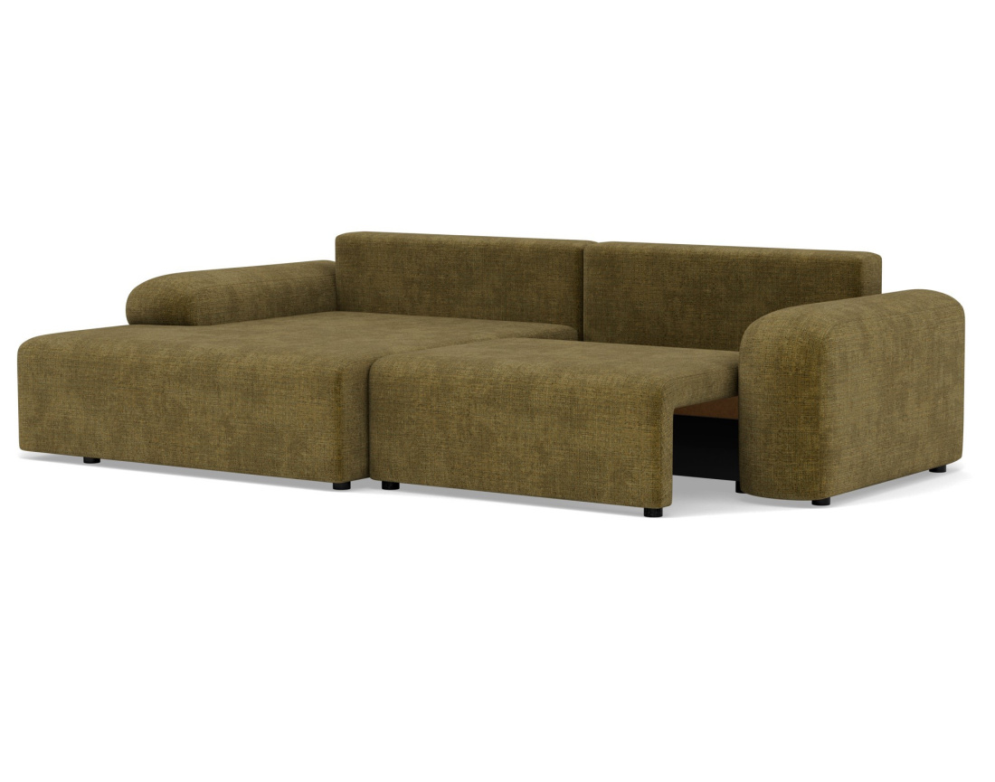 Canapé d'angle gauche 4 places convertible avec coffre en velours texturé Rebecca