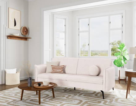 Canapé convertible clic-clac 2 places en velours côtelé Lexie