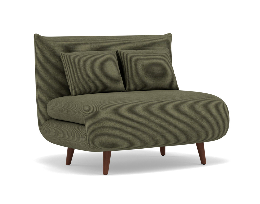 Banquette convertible clic-clac 1 place en velours côtelé Lumi