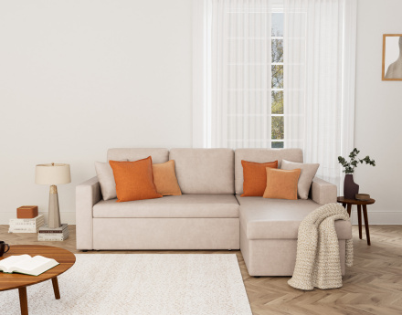 Canapé d'angle réversible 4 places convertible avec coffre en simili Cyrus