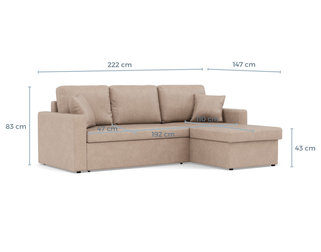 Canapé d'angle réversible 4 places convertible avec coffre en simili Cyrus