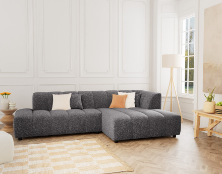 Canapé d'angle droit 4 places sans accoudoir en tissu texturé Curtis