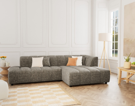 Canapé d'angle droit 4 places sans accoudoir en tissu texturé Curtis