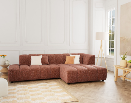 Canapé d'angle droit 4 places sans accoudoir en tissu texturé Curtis