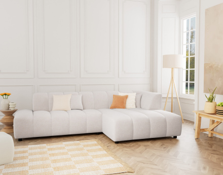 Canapé d'angle droit 4 places sans accoudoir en tissu texturé Curtis