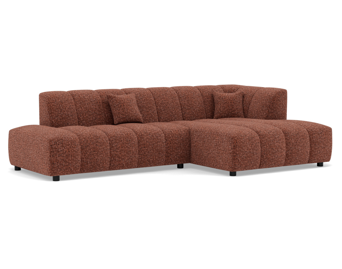 Canapé d'angle droit 4 places sans accoudoir en tissu texturé Curtis